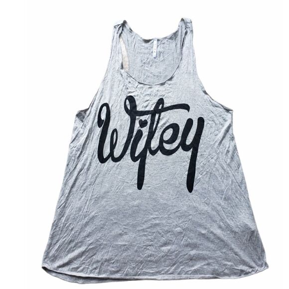 WIFEY Graphic Baggy Drop Sleeve Grey Tank Top - Picture 1 of 7